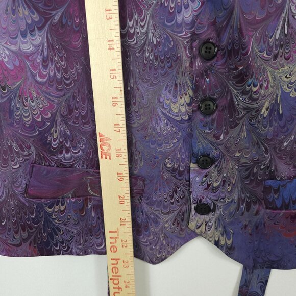 Michael Kensinger San Francisco Mens S Vest Marbled Purple Black Dressy Button - Picture 9 of 13